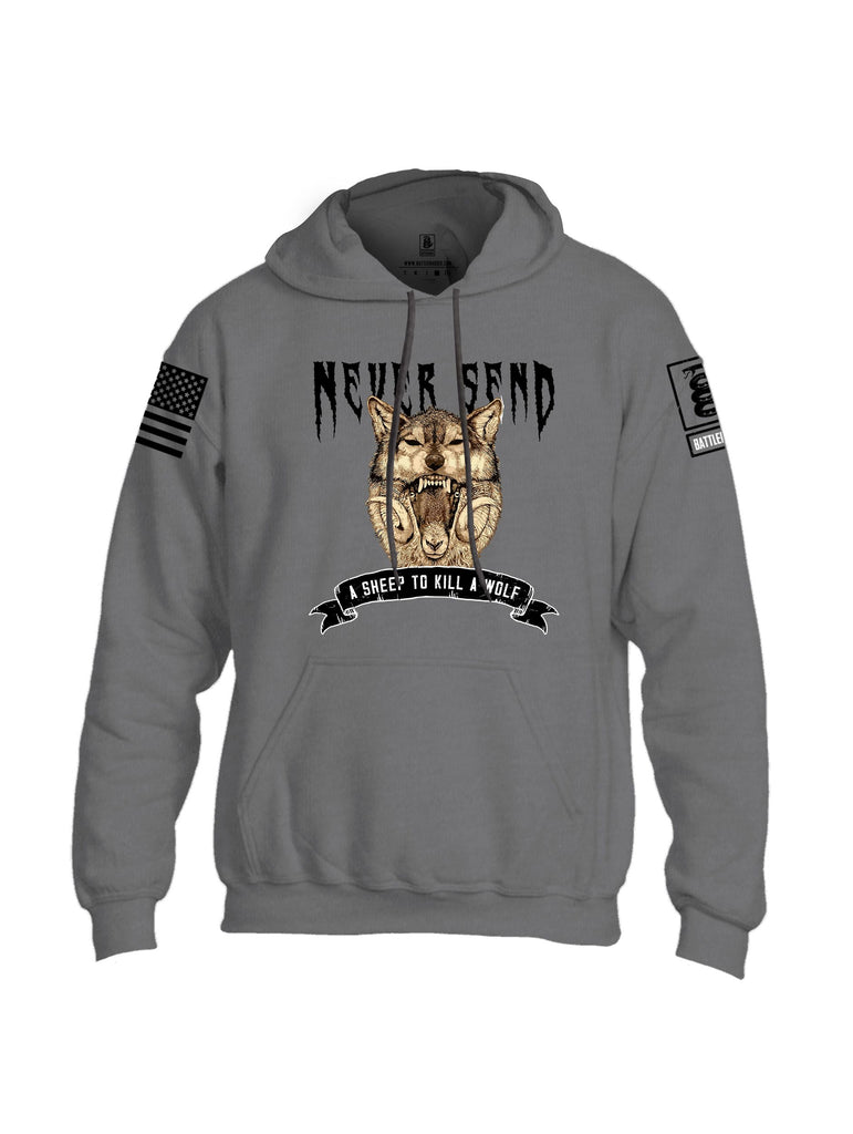 Battleraddle Never Send A Sheep To Kill A Wolf Black Sleeves Uni Cotton Blended Hoodie With Pockets