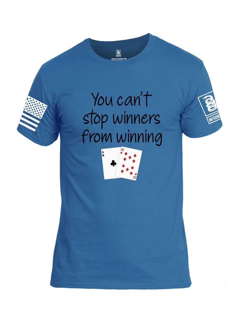 Battleraddle You Can'T Stop Winners From Winning White Sleeves Men Cotton Crew Neck T-Shirt