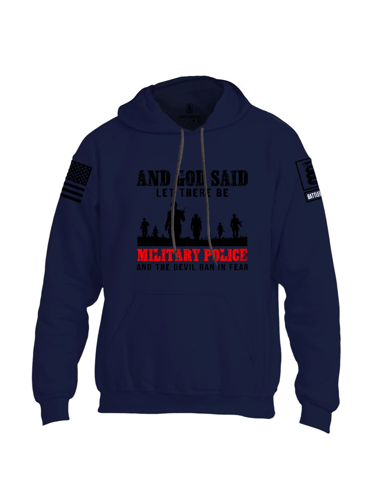 Battleraddle And God Said Let There Be Military Police  Black Sleeves Uni Cotton Blended Hoodie With Pockets