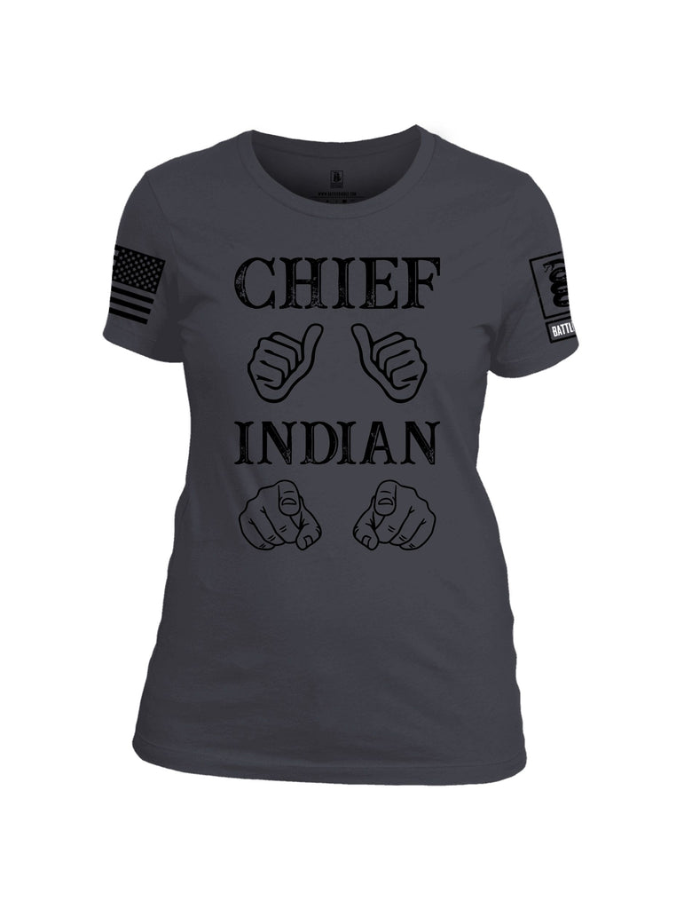 Battleraddle Chief Indian  Black Sleeves Women Cotton Crew Neck T-Shirt