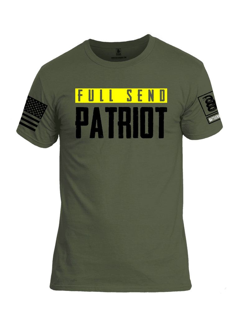 Battleraddle Full Send Patriot Black Sleeves Men Cotton Crew Neck T-Shirt