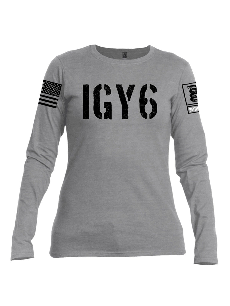 Battleraddle Igy6 Black Sleeves Women Cotton Crew Neck Long Sleeve T Shirt