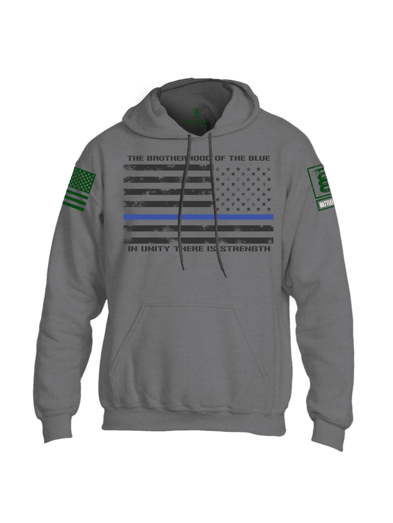 Battleraddle The Brotherhood Of The Blue White  Dark Green Sleeves Uni Cotton Blended Hoodie With Pockets