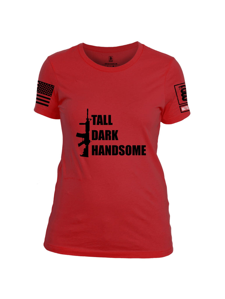 Battleraddle Tall Dark Handsome Black Sleeves Women Cotton Crew Neck T-Shirt