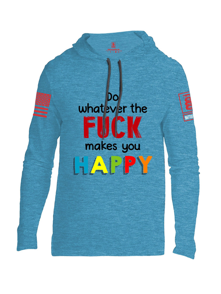 Battleraddle Do Whatever The Fuck Makes You Happy Red Sleeves Men Cotton Thin Cotton Lightweight Hoodie