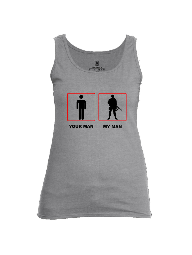 Battleraddle Your Man My Man Black Sleeves Women Cotton Cotton Tank Top