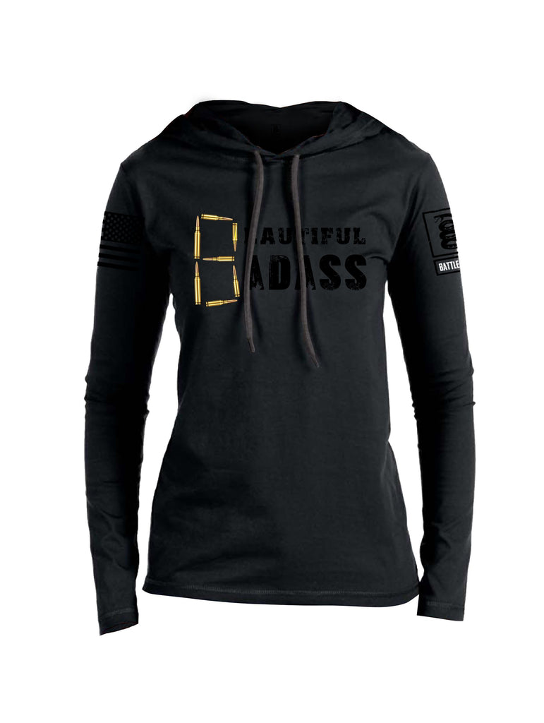 Battleraddle Beautiful Badass Black Sleeves Women Cotton Thin Cotton Lightweight Hoodie