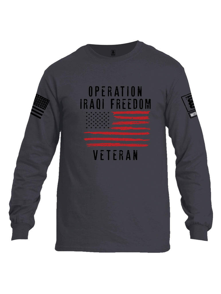 Battleraddle Operation Iraqi Freedom Veteran Black Sleeves Men Cotton Crew Neck Long Sleeve T Shirt