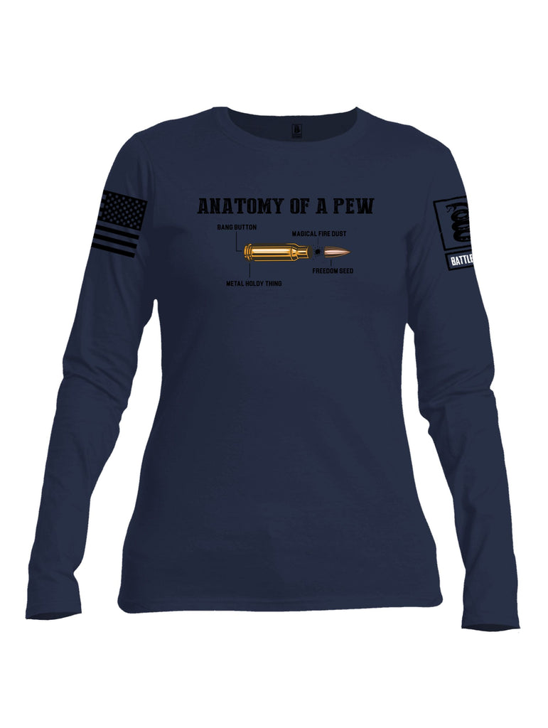 Battleraddle Anatomy Of A Pew Black Sleeves Women Cotton Crew Neck Long Sleeve T Shirt