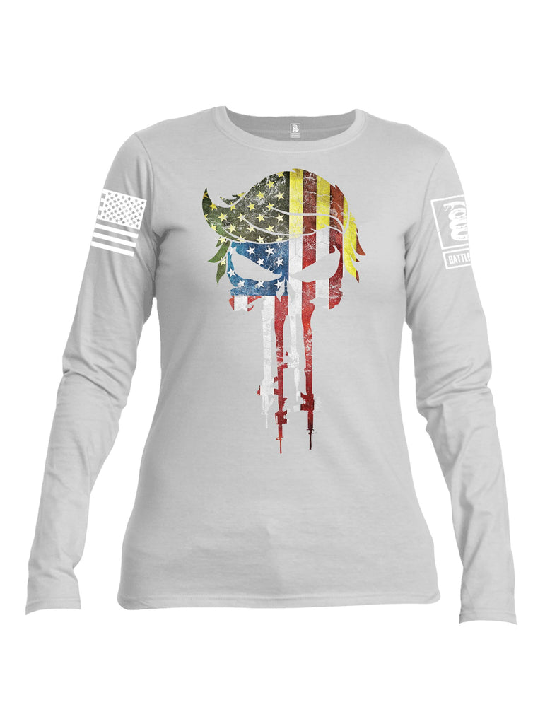 Battleraddle Trump The Punisher White Sleeves Women Cotton Crew Neck Long Sleeve T Shirt