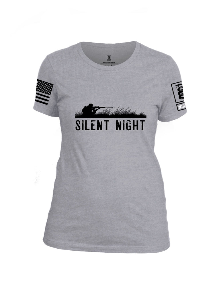 Battleraddle Silent Night  Black Sleeves Women Cotton Crew Neck T-Shirt