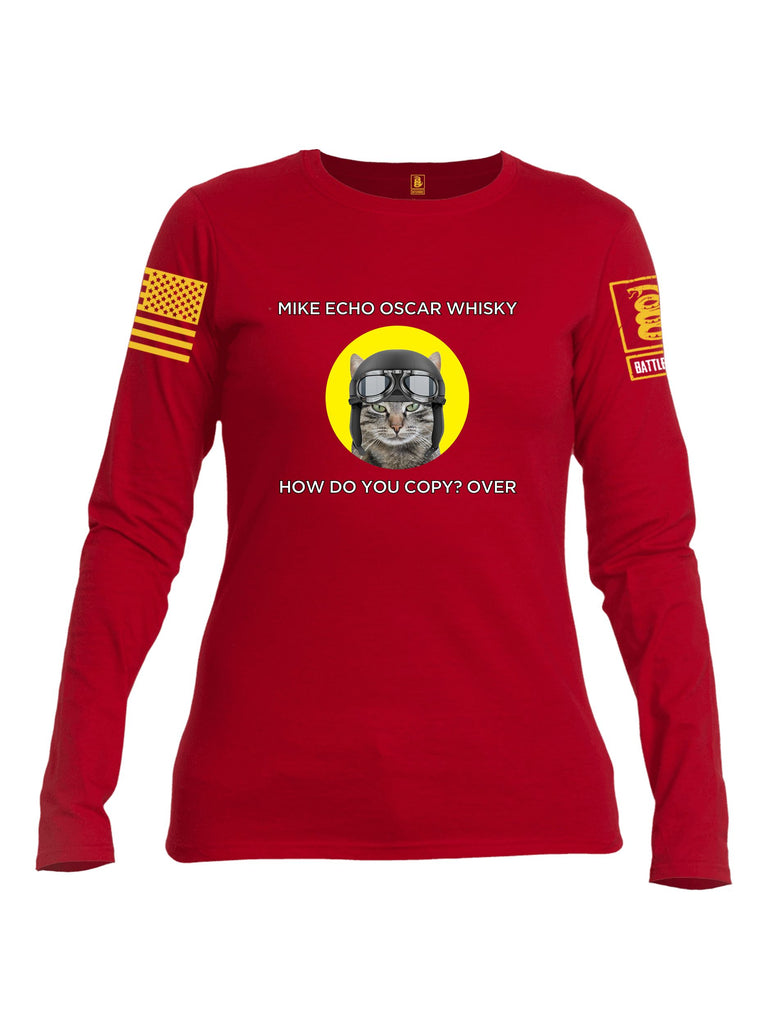 Battleraddle Mike Echo Oscar Whisky Yellow Sleeves Women Cotton Crew Neck Long Sleeve T Shirt