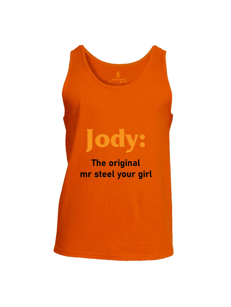 Battleraddle Jody The Original Mr Steel Your Girl Orange Sleeves Men Cotton Cotton Tank Top