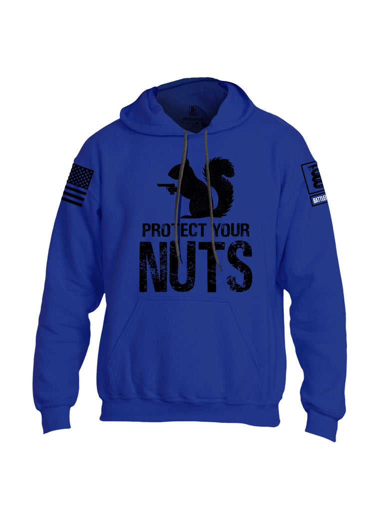 Battleraddle Protect Your Nuts  Black Sleeves Uni Cotton Blended Hoodie With Pockets