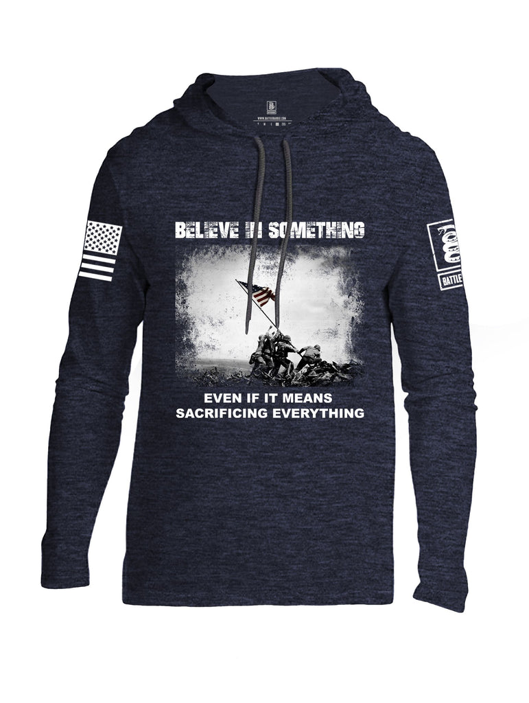 Battleraddle Believe In Something  White Sleeves Men Cotton Thin Cotton Lightweight Hoodie