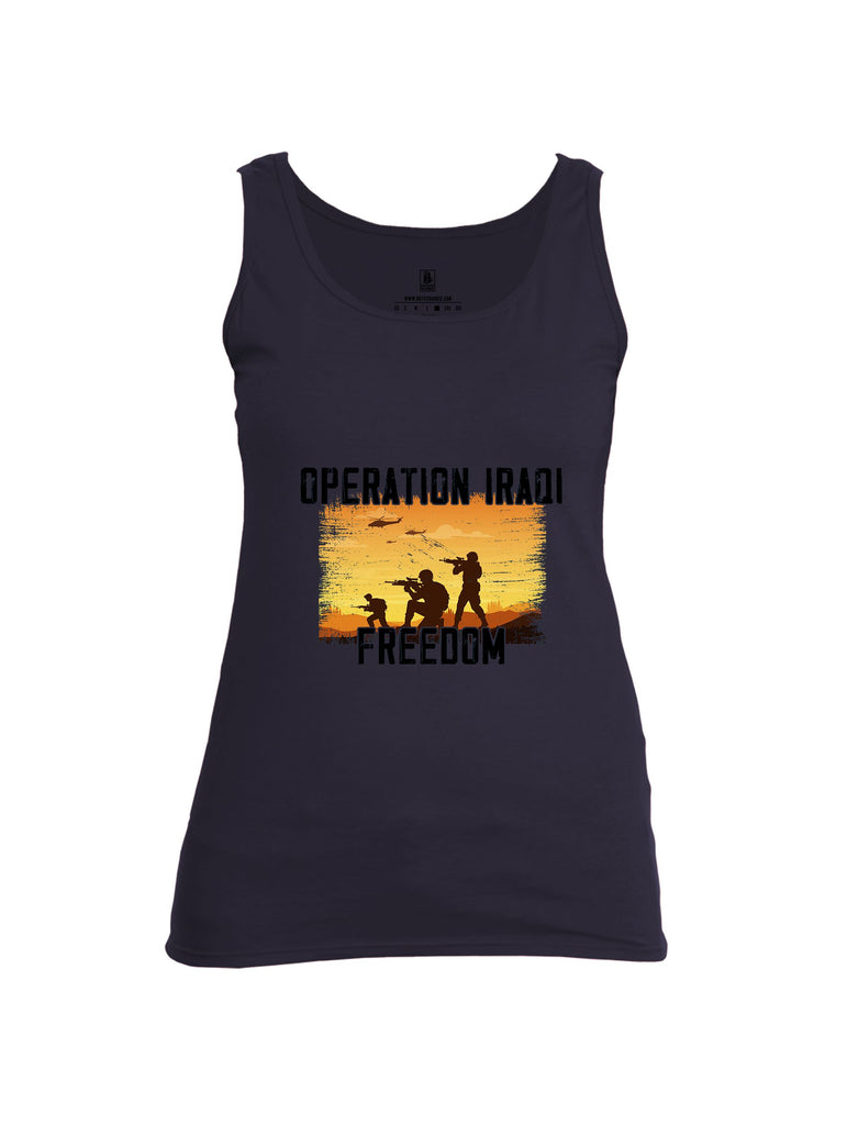 Battleraddle Operation Iraqi Freedom Soldiers Black Sleeves Women Cotton Cotton Tank Top