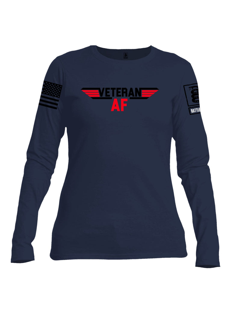 Battleraddle Veteran Af  Black Sleeves Women Cotton Crew Neck Long Sleeve T Shirt