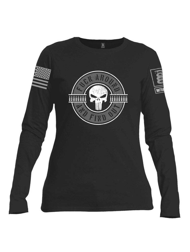 Battleraddle Faafo Punisher Grey Sleeves Women Cotton Crew Neck Long Sleeve T Shirt