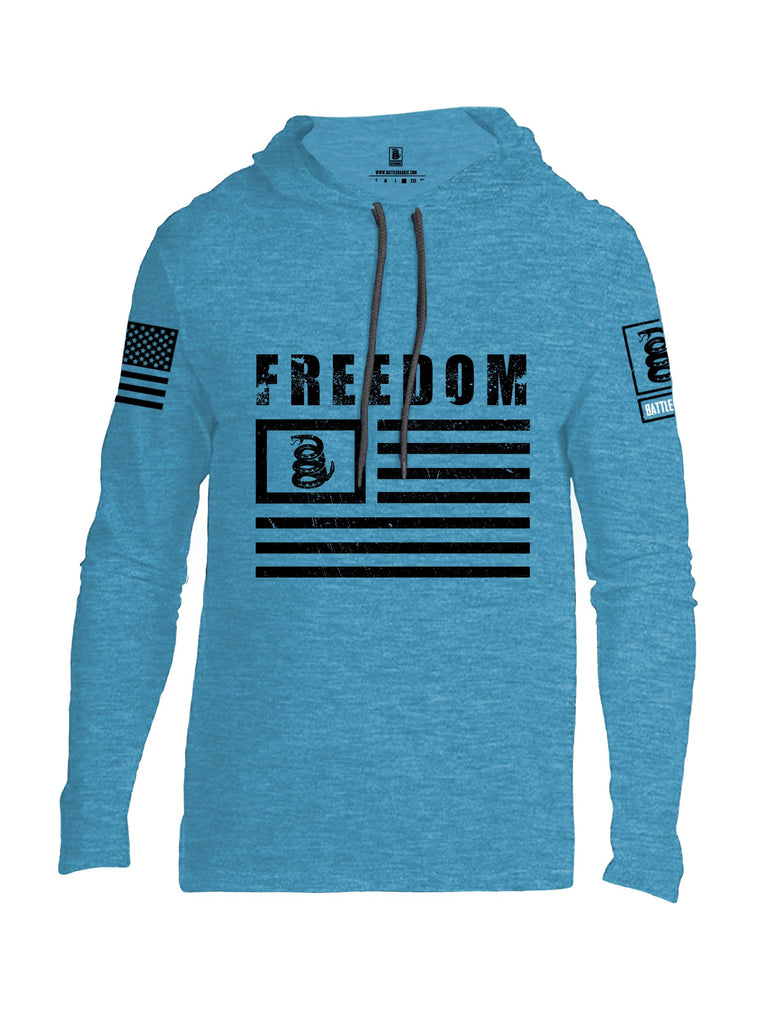 Battleraddle Freedom Flag Black Sleeves Men Cotton Thin Cotton Lightweight Hoodie