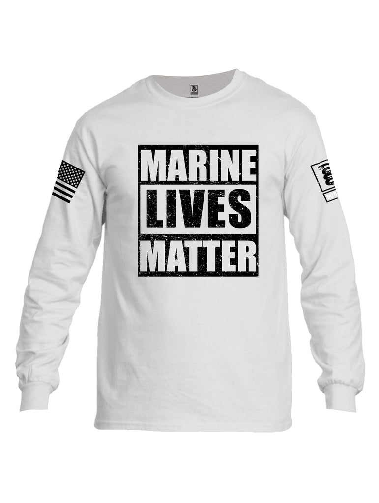 Battleraddle Marine Lives Matter Black Sleeves Men Cotton Crew Neck Long Sleeve T Shirt