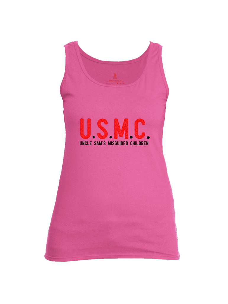 Battleraddle U.S.M.C Uncle Sams Misguided Children Red Sleeves Women Cotton Cotton Tank Top