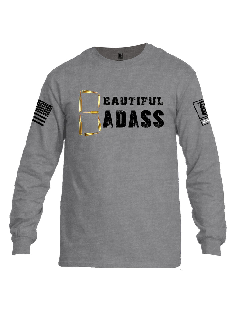 Battleraddle Beautiful Badass Black Sleeves Men Cotton Crew Neck Long Sleeve T Shirt