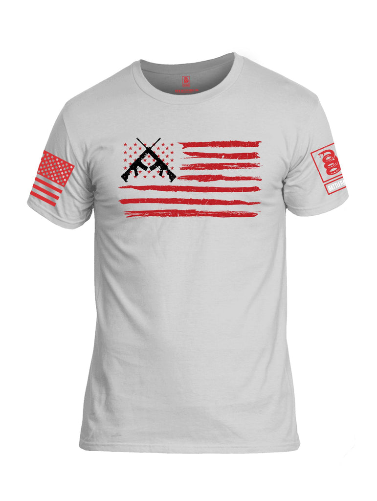 Battleraddle Rifle Red Flag Red Sleeves Men Cotton Crew Neck T-Shirt