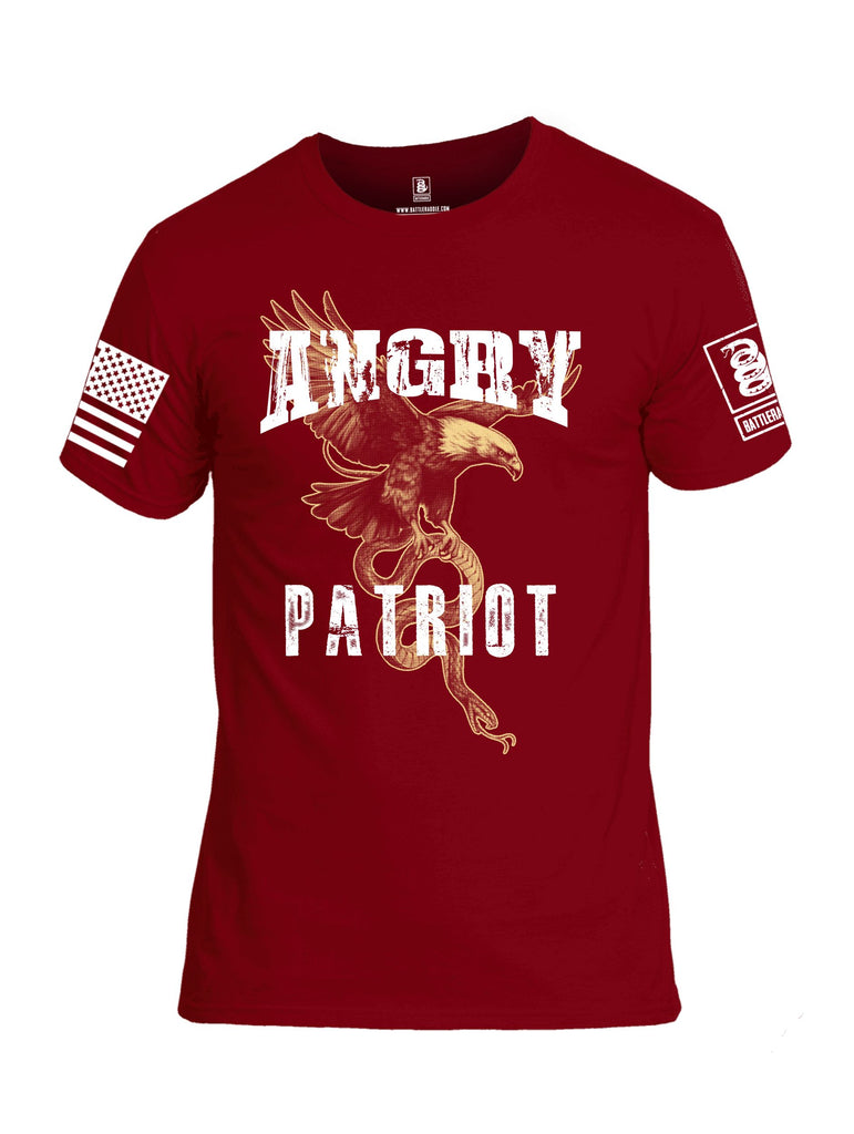 Battleraddle Angry Patriot Eagle  White Sleeves Men Cotton Crew Neck T-Shirt