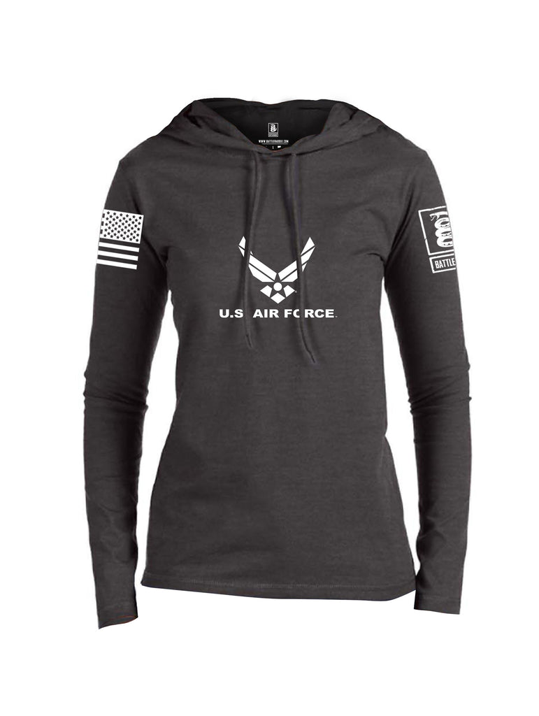 Battleraddle Us Air Force White Sleeves Women Cotton Thin Cotton Lightweight Hoodie