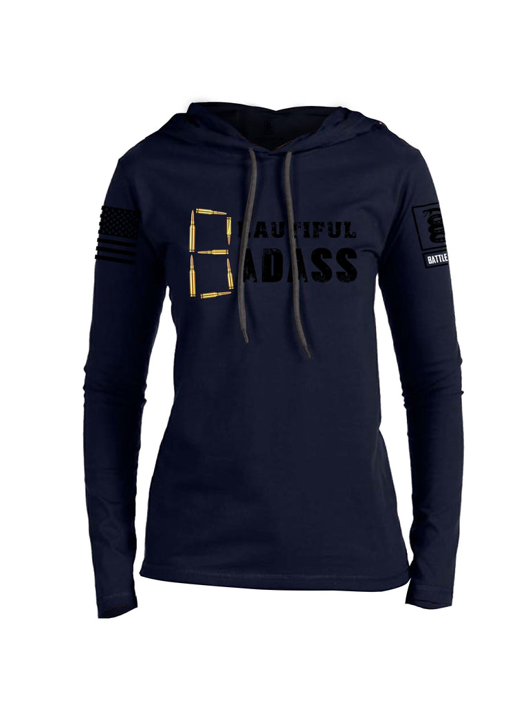 Battleraddle Beautiful Badass Black Sleeves Women Cotton Thin Cotton Lightweight Hoodie