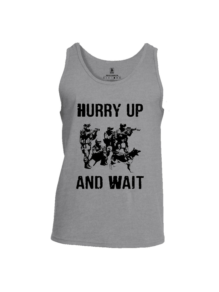 Battleraddle Hurry Up And Wait Black Sleeves Men Cotton Cotton Tank Top