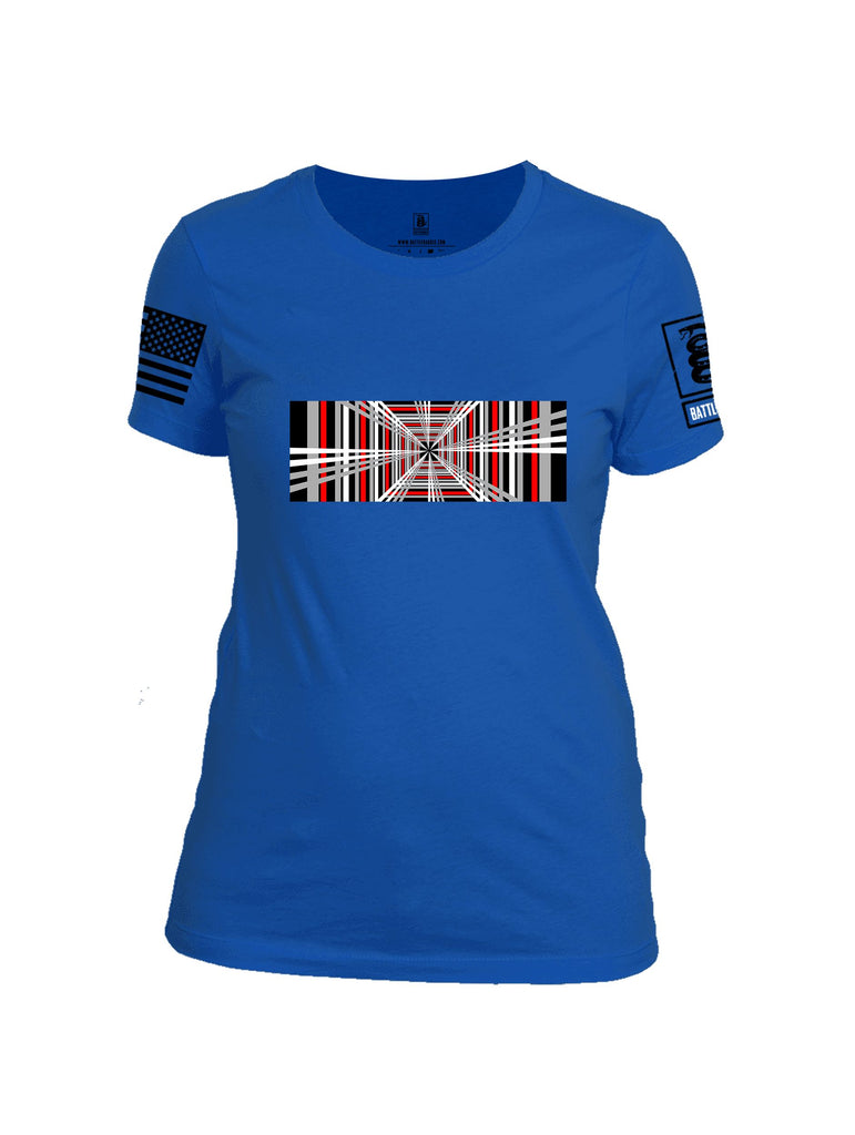 Battleraddle Plaid Black Sleeves Women Cotton Crew Neck T-Shirt