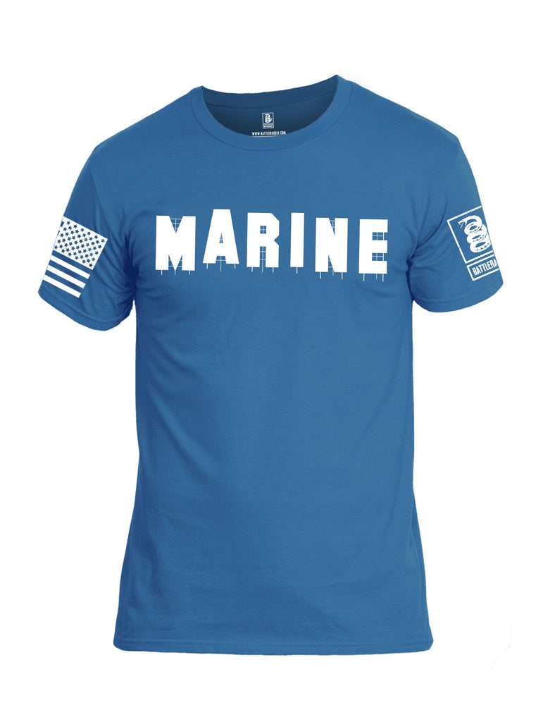 Battleraddle Marine Hollywood White Sleeves Men Cotton Crew Neck T-Shirt