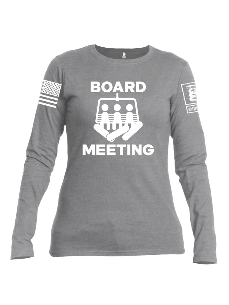 Battleraddle Board Meeting White Sleeves Women Cotton Crew Neck Long Sleeve T Shirt