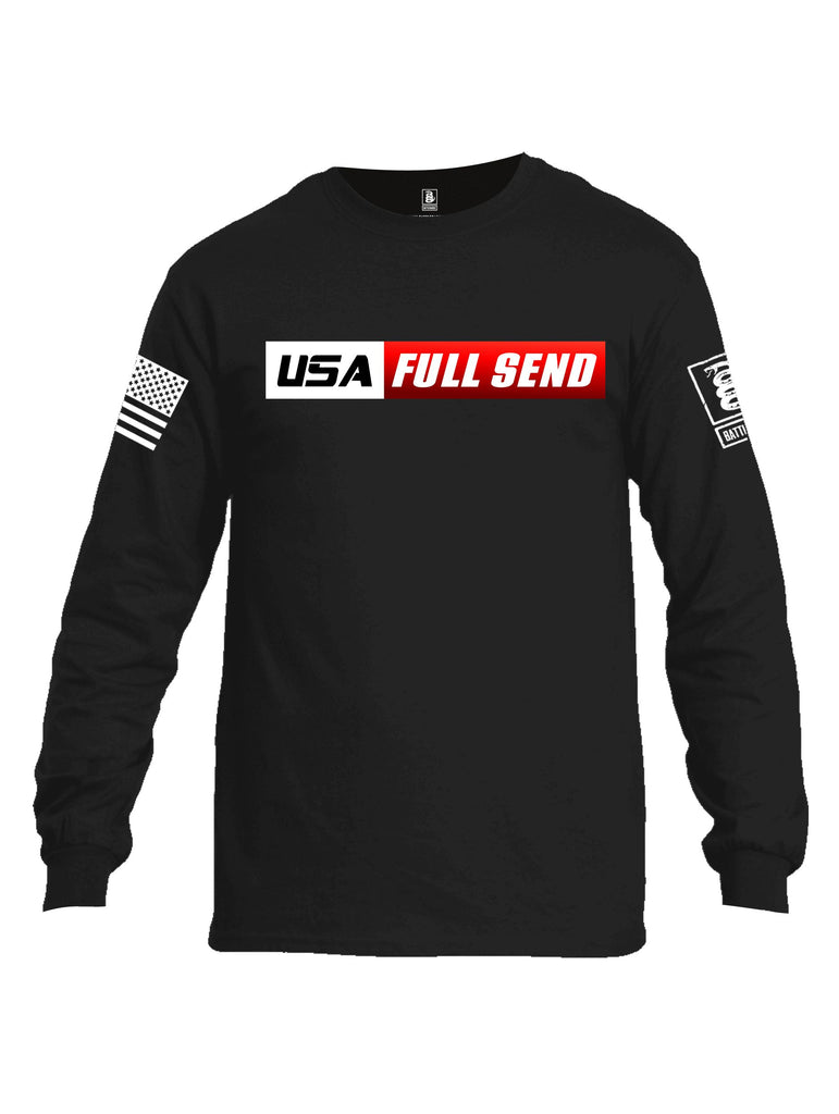 Battleraddle Usa Full Send White Sleeves Men Cotton Crew Neck Long Sleeve T Shirt