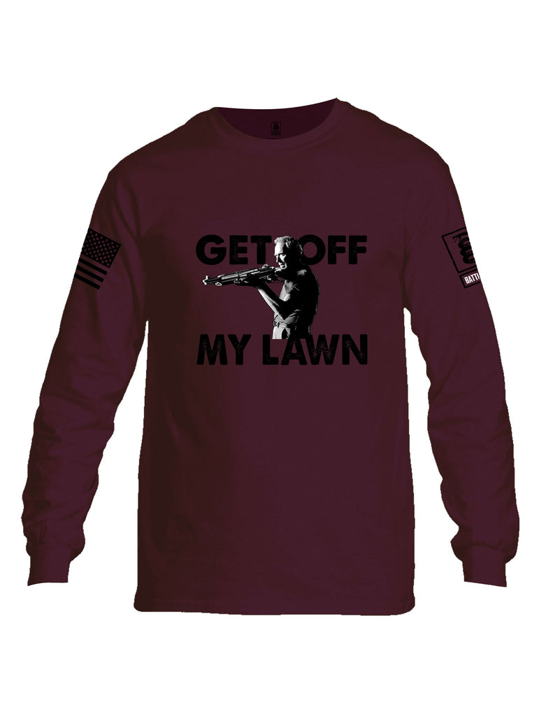 Battleraddle Get Off My Lawn Black Sleeves Men Cotton Crew Neck Long Sleeve T Shirt