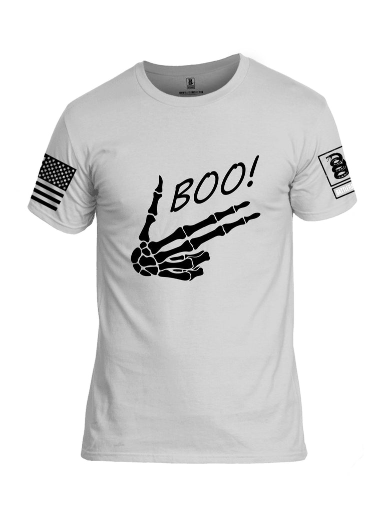 Battleraddle Boo Skeleton  Black Sleeves Men Cotton Crew Neck T-Shirt