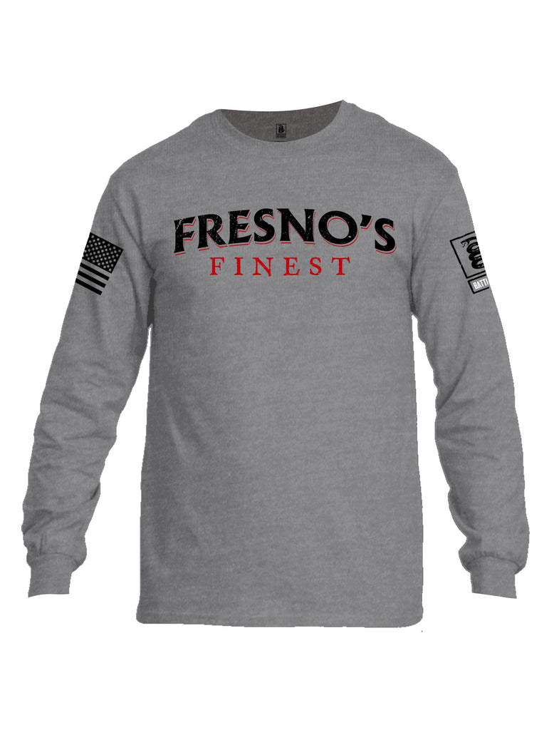 Battleraddle Fresnos Finest  Black Sleeves Men Cotton Crew Neck Long Sleeve T Shirt