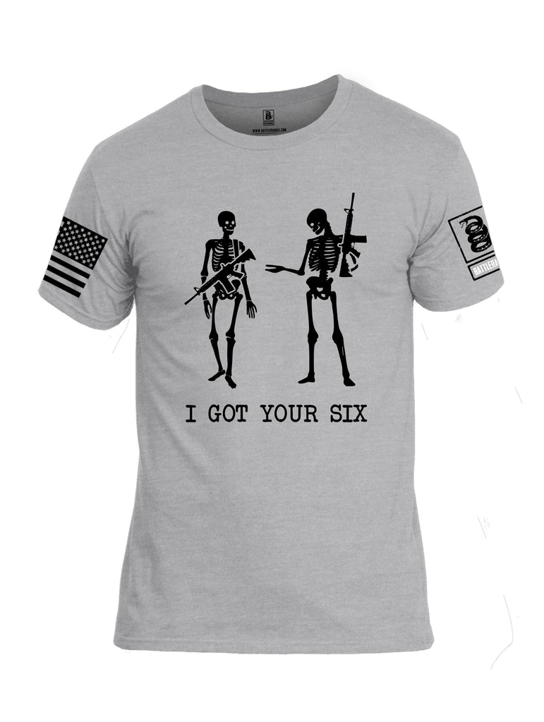 Battleraddle I Got Your Six Skeleton  Black Sleeves Men Cotton Crew Neck T-Shirt