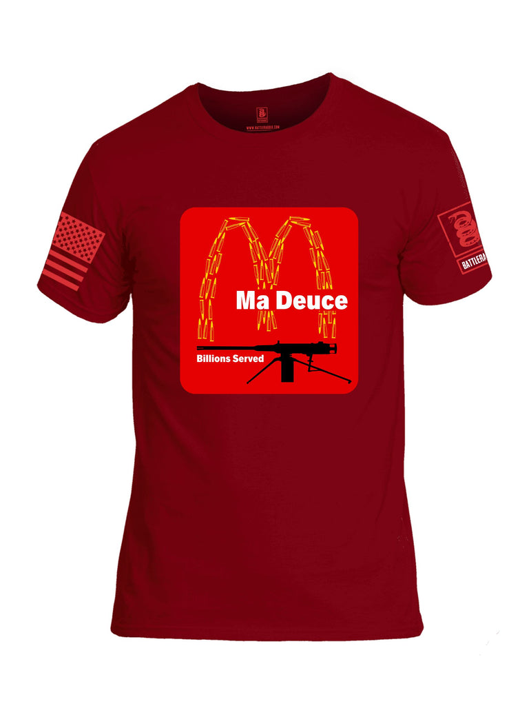 Battleraddle Ma Deuce Billions Served Red Sleeves Men Cotton Crew Neck T-Shirt