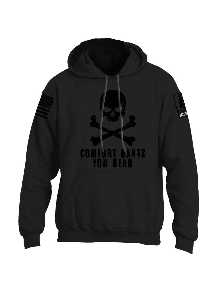 Battleraddle Comfort Wants You Dead Black Sleeves Uni Cotton Blended Hoodie With Pockets