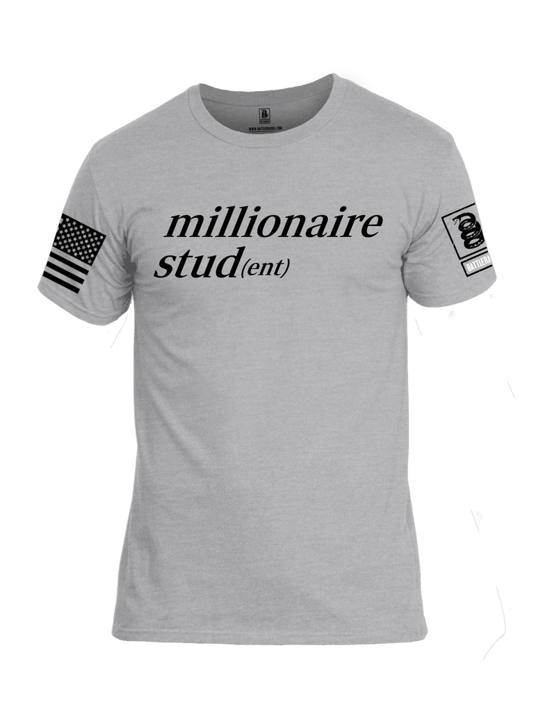 Battleraddle Millionaire Student Black Sleeves Men Cotton Crew Neck T-Shirt