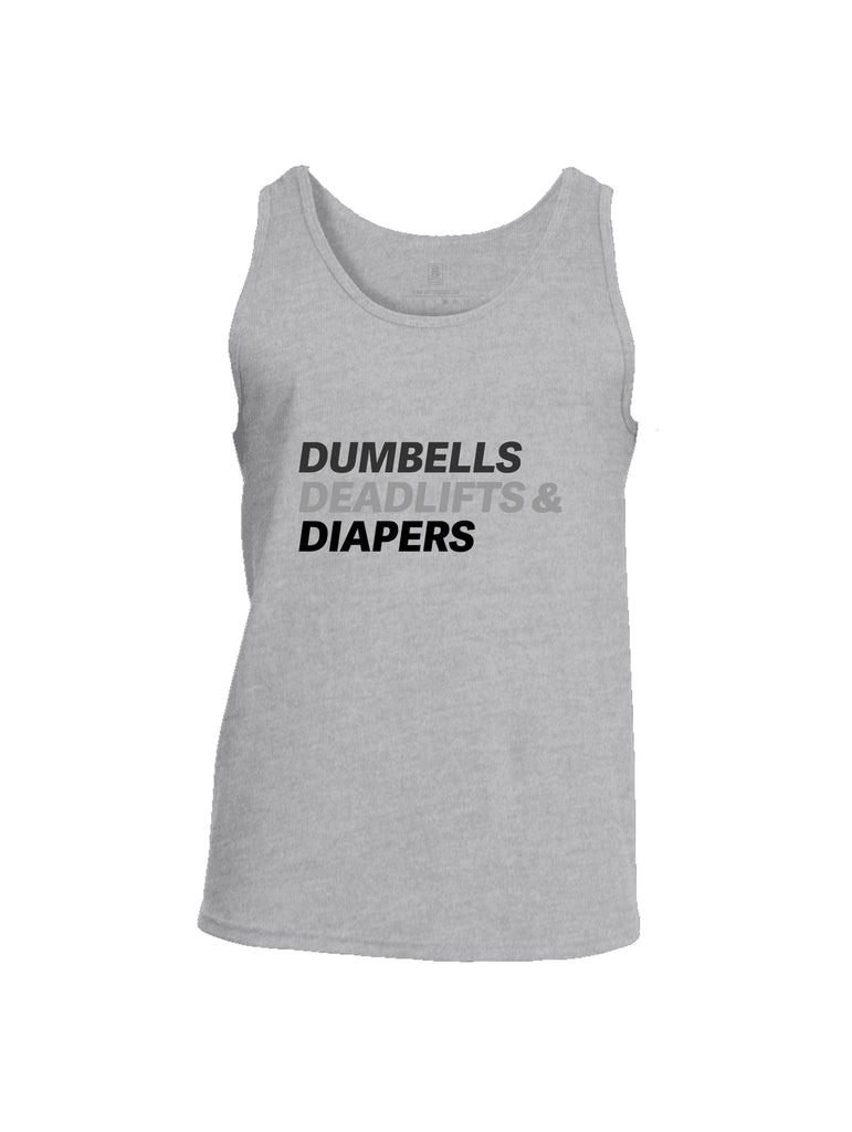 Battleraddle Dumbells Deadlifts & Diapers Grey Sleeves Men Cotton Cotton Tank Top