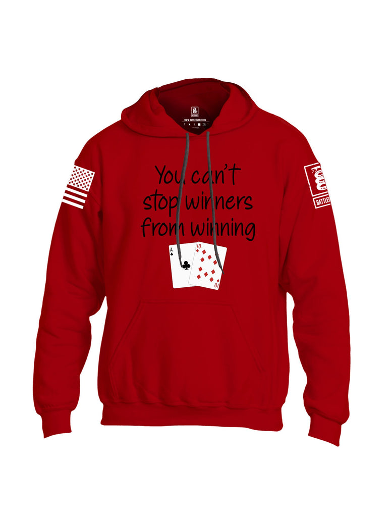 Battleraddle You Can'T Stop Winners From Winning White Sleeves Uni Cotton Blended Hoodie With Pockets