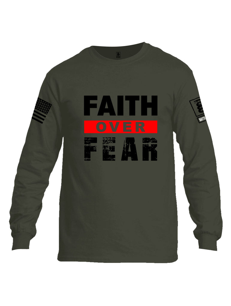 Battleraddle Faith Over Fear Black Sleeves Men Cotton Crew Neck Long Sleeve T Shirt