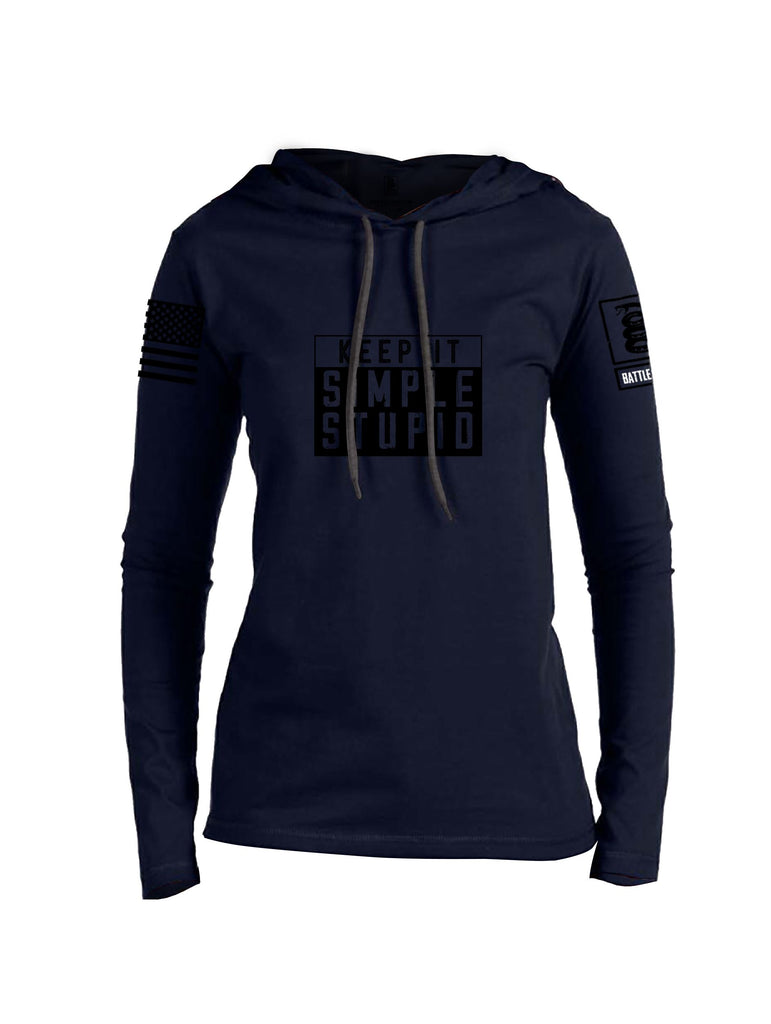 Battleraddle Keep It Simple Stupid   Black Sleeves Women Cotton Thin Cotton Lightweight Hoodie