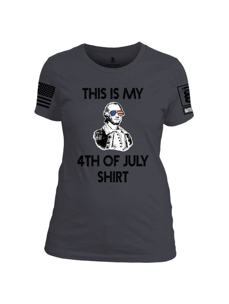 Battleraddle This Is My 4Th Of July Shirt  Black Sleeves Women Cotton Crew Neck T-Shirt