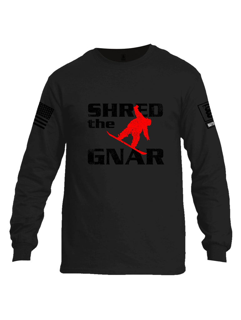 Battleraddle Shred The Gnar Black Sleeves Men Cotton Crew Neck Long Sleeve T Shirt