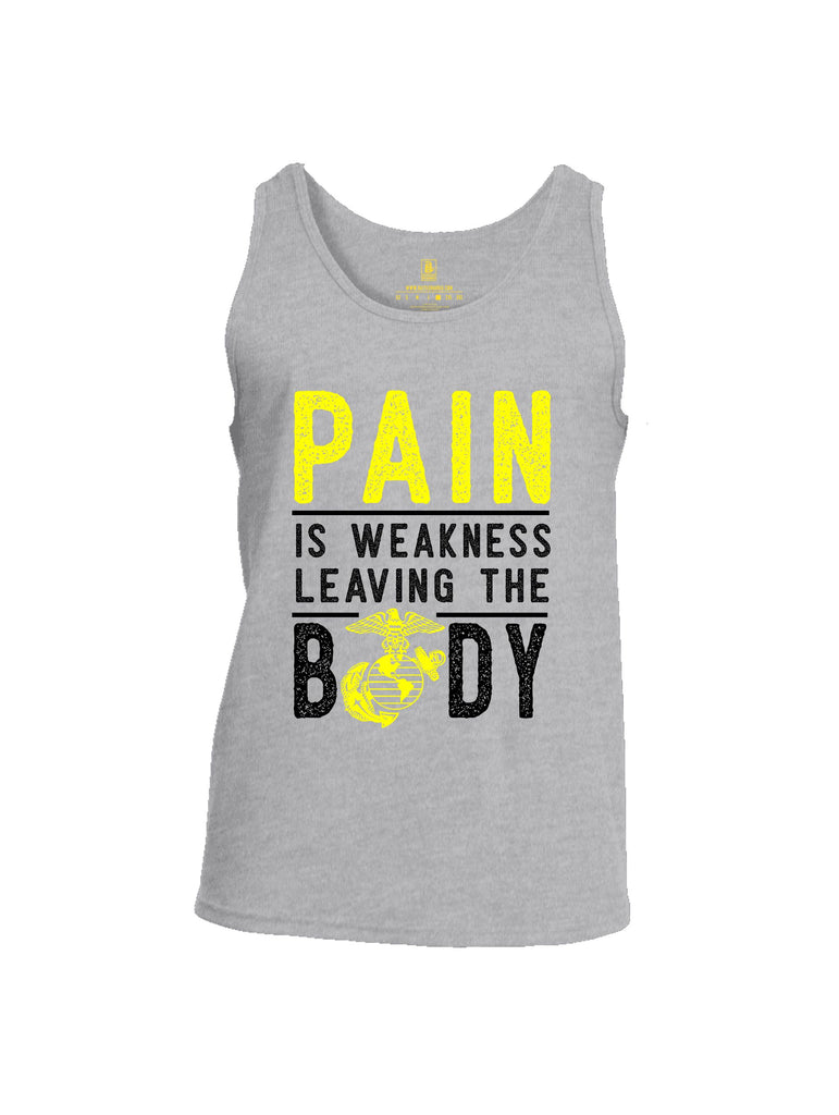 Battleraddle Pain Is Weakness  Yellow Sleeves Men Cotton Cotton Tank Top