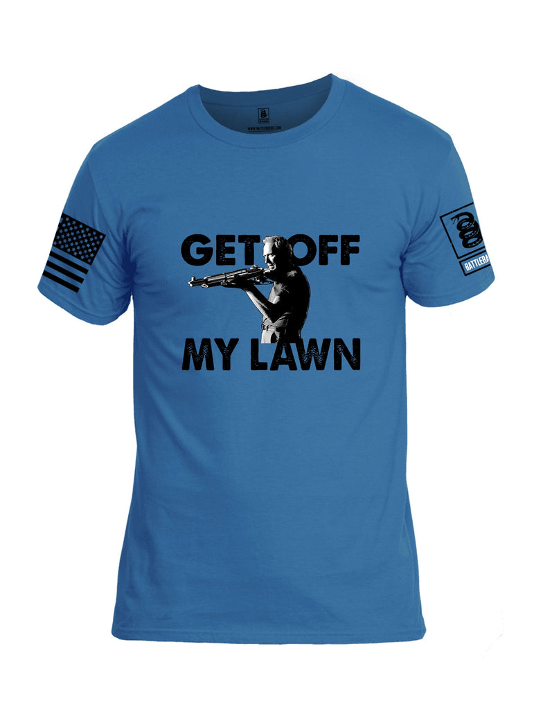Battleraddle Get Off My Lawn Black Sleeves Men Cotton Crew Neck T-Shirt
